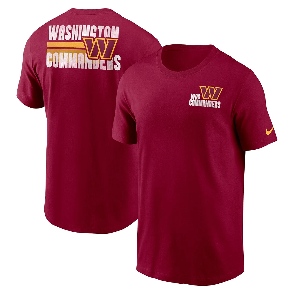 T-shirt essentiel Nike Washington Commanders Blitz pour homme, bourgogne