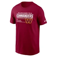 T-shirt essentiel Nike Washington Commanders Division pour homme, bourgogne