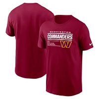 T-shirt essentiel Nike Washington Commanders Division pour homme, bourgogne