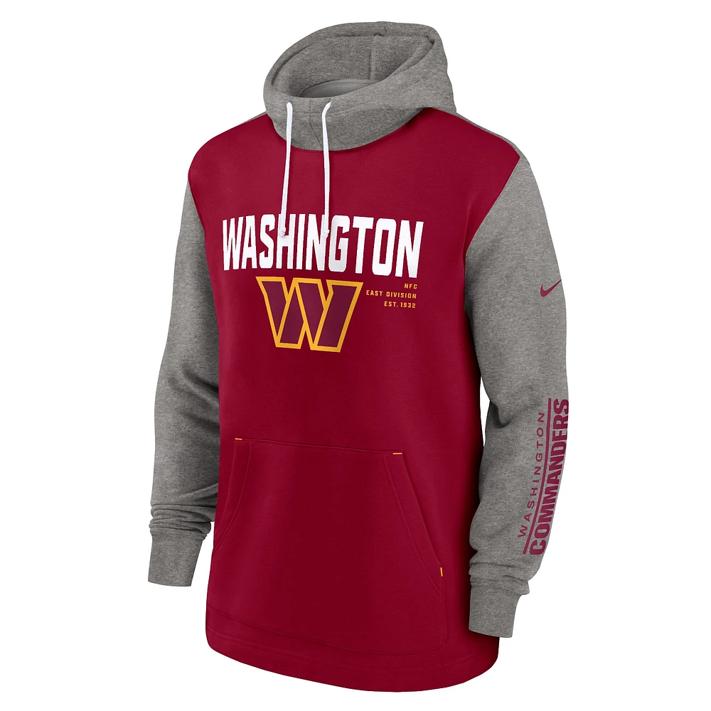 Men's Nike Burgundy Washington Commanders Fashion Color Block Pullover Hoodie