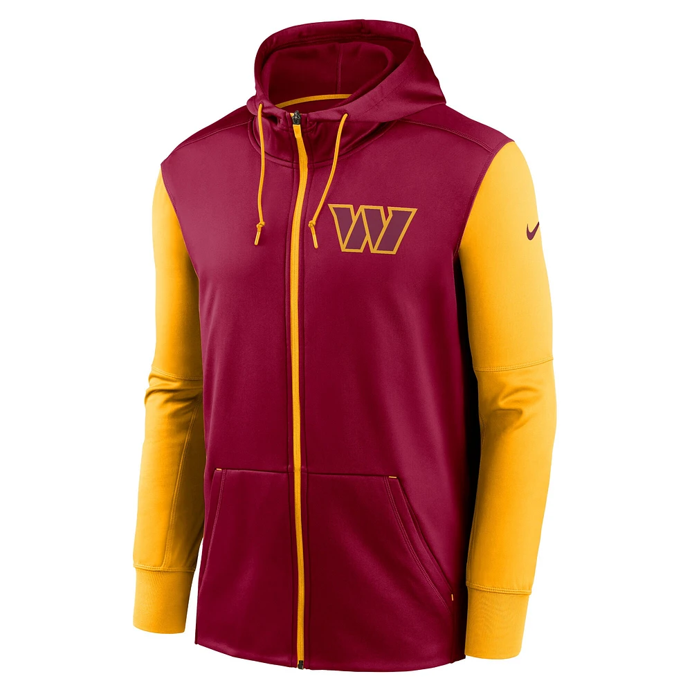 Men's Nike  Burgundy Washington Commanders Performance Full-Zip Hoodie