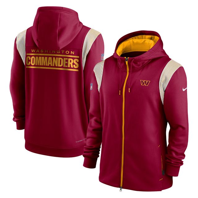 Sweat à capuche entièrement zippé Nike Bordeaux Washington Commanders Performance Sideline Lockup pour homme