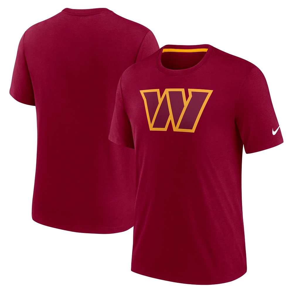 T-shirt Nike bordeaux Washington Commanders Playback Logo Tri-Blend pour homme