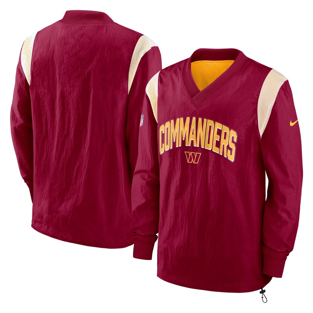 Men's Nike Burgundy Washington Commanders Sideline Athletic Stack V-Neck Pullover Windshirt Jacket