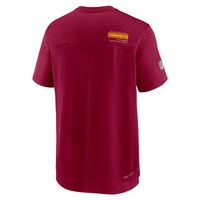 Men's Nike Burgundy Washington Commanders Sideline Coach Chevron Lock Up Logo V-Neck Performance T-Shirt