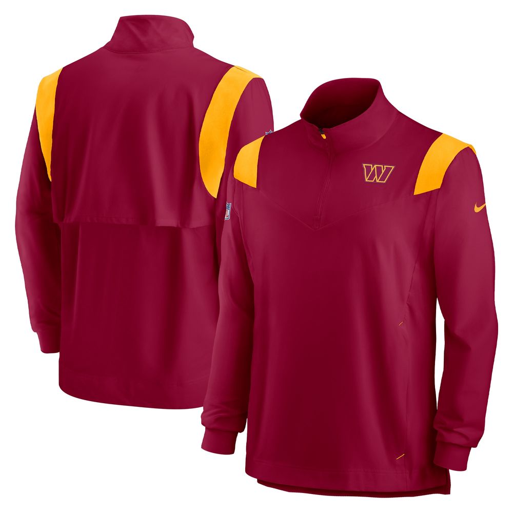 Men's Nike Burgundy Washington Commanders Sideline Coach Chevron Lockup Quarter-Zip Long Sleeve Top