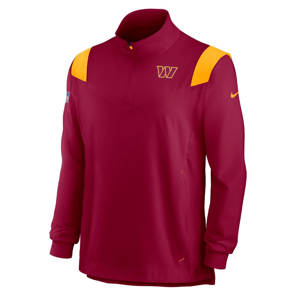 Men's Nike Burgundy Washington Commanders Sideline Coach Chevron Lockup Quarter-Zip Long Sleeve Top