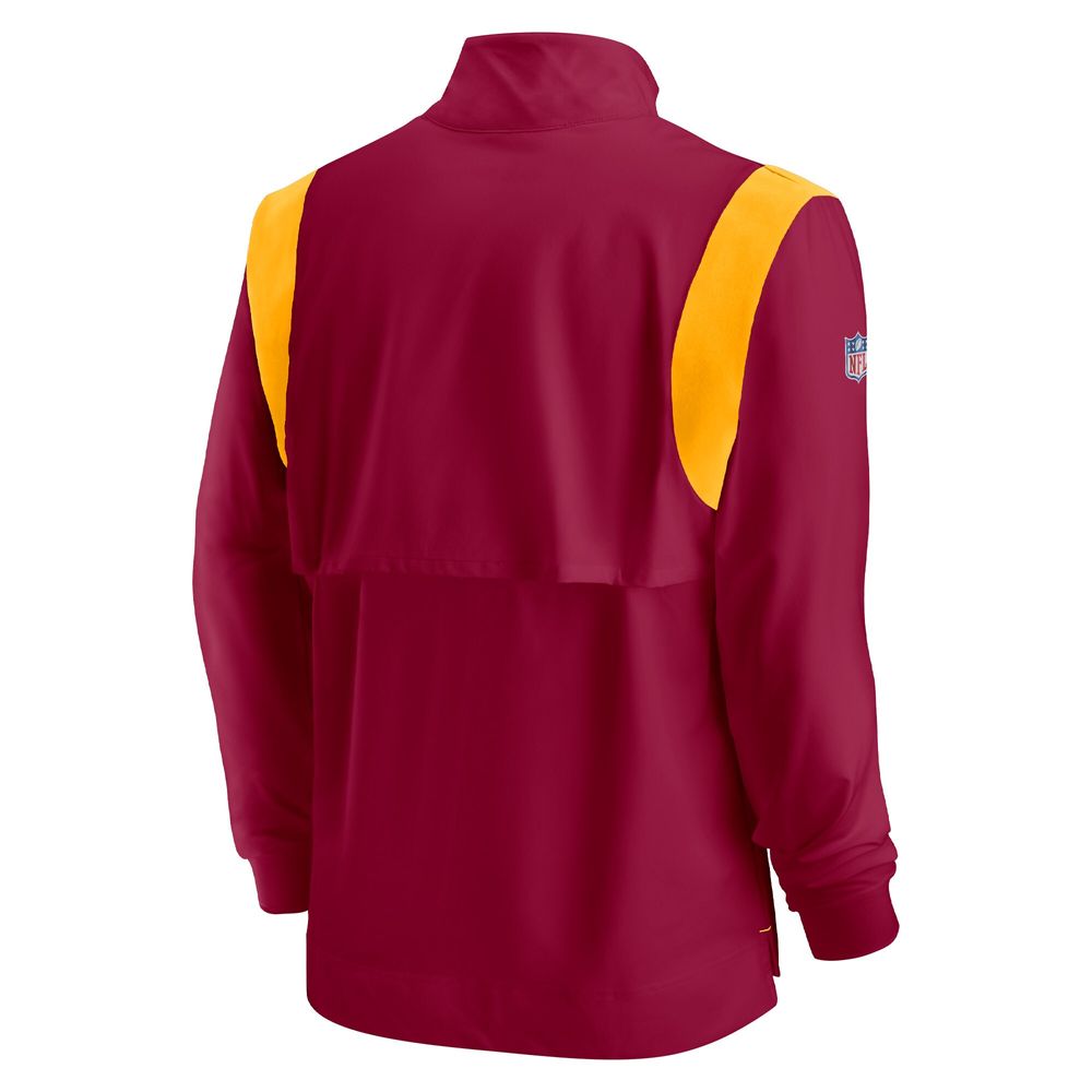 Men's Nike Burgundy Washington Commanders Sideline Coach Chevron Lockup Quarter-Zip Long Sleeve Top