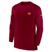 T-shirt à manches longues Nike Bordeaux Washington Commanders Sideline Coach Performance pour homme