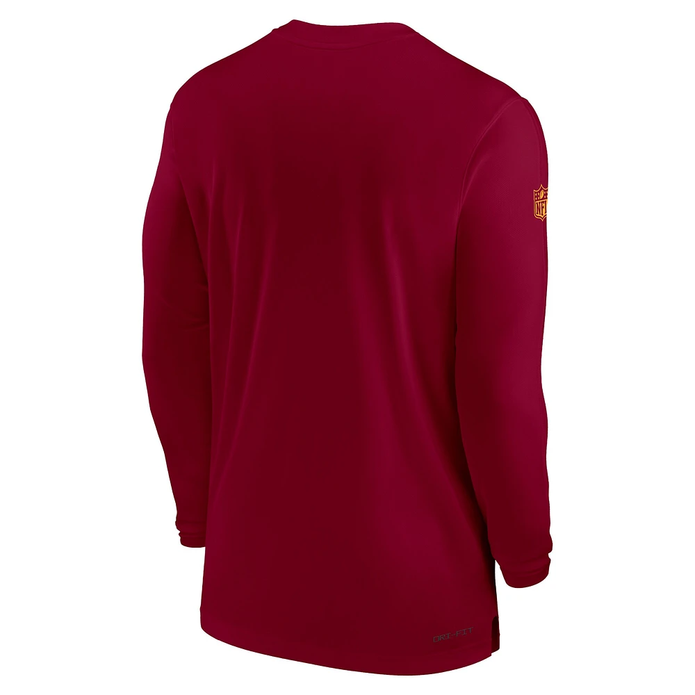 T-shirt à manches longues Nike Bordeaux Washington Commanders Sideline Coach Performance pour homme