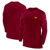 T-shirt à manches longues Nike Bordeaux Washington Commanders Sideline Coach Performance pour homme