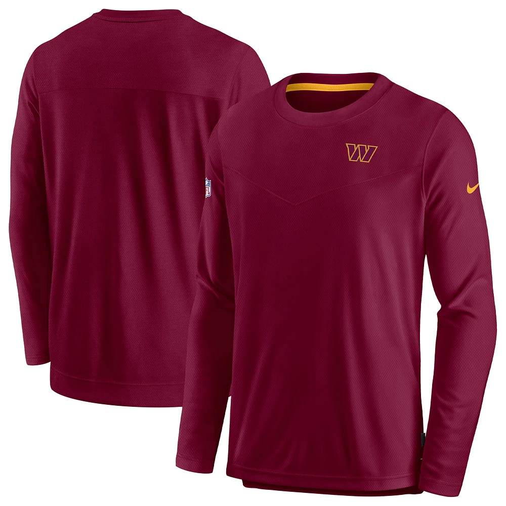 Men's Nike Burgundy Washington Commanders Sideline Lockup Performance Pullover Sweatshirt