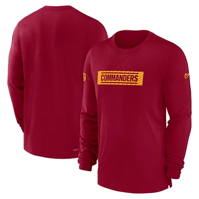 T-shirt à manches longues Nike Bordeaux Washington Commanders Sideline Player Performance pour homme