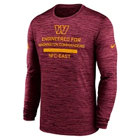 T-shirt Nike bordeaux à manches longues pour homme Washington Commanders Sideline Velocity Performance