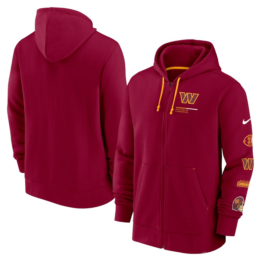 Men's Nike Burgundy Washington Commanders Surrey Full-Zip Hoodie