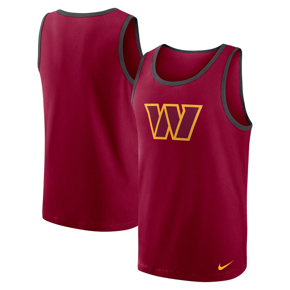 Débardeur triple mélange Nike Washington Commanders pour homme, bordeaux