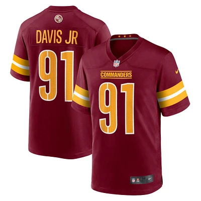 Maillot de match d'équipe Nike Carl Davis Jr. Bordeaux pour homme des Washington Commanders