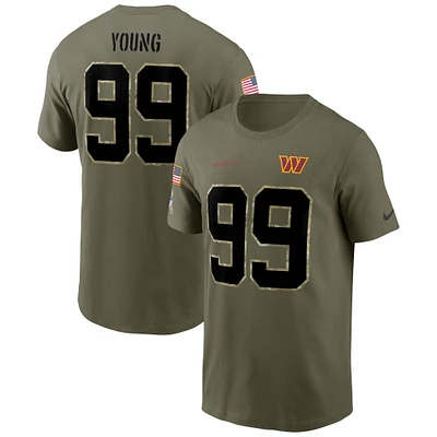 T-shirt Nike Chase Young pour homme avec nom et numéro Washington Commanders Salute To Service Olive