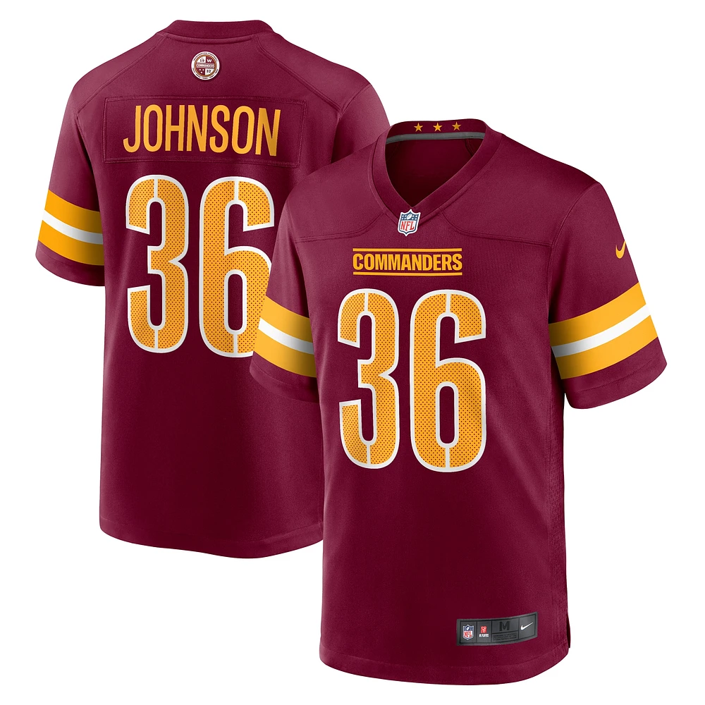 Maillot de match Nike Danny Johnson pour hommes, bordeaux, Washington Commanders