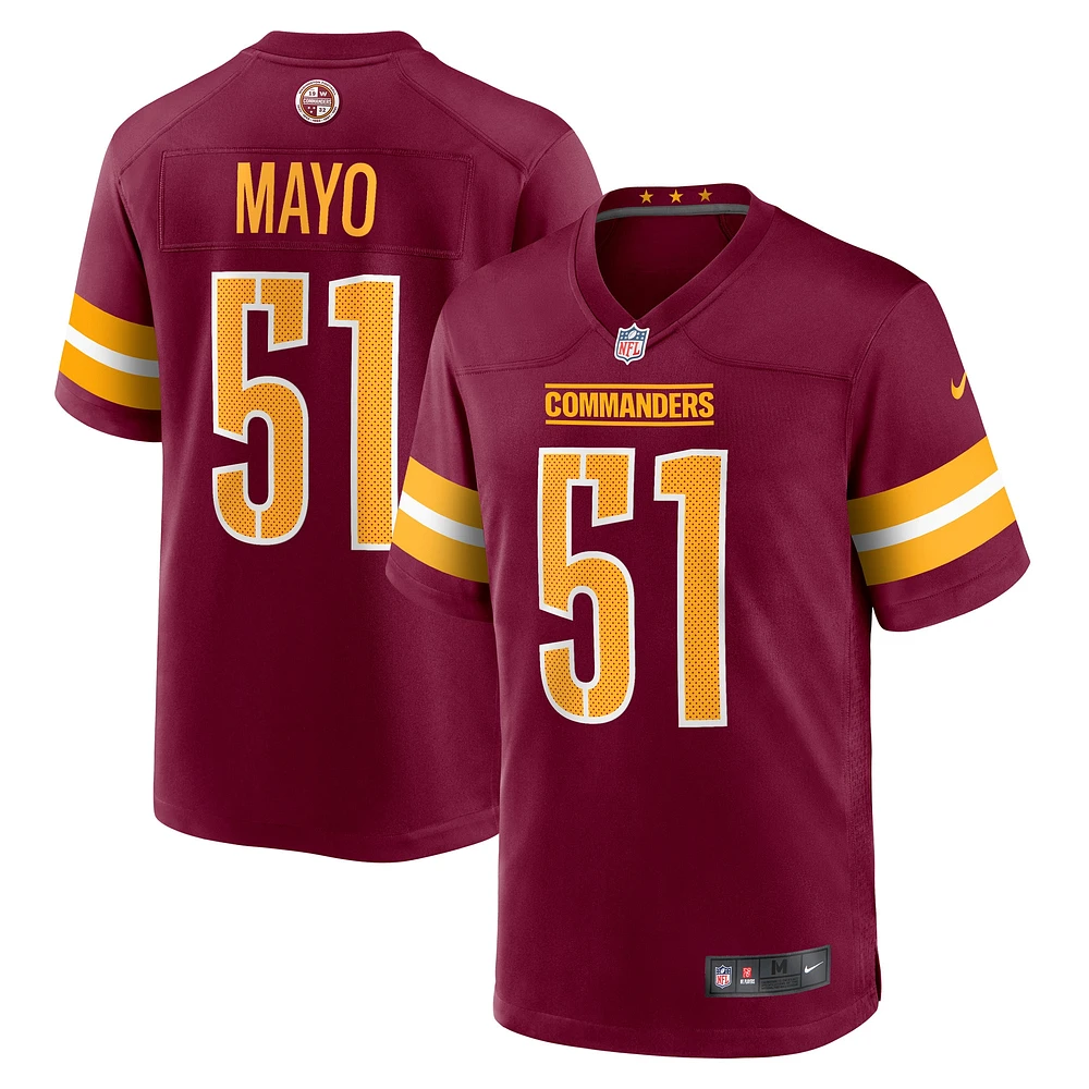 Maillot de joueur match Nike David Mayo pour hommes, bordeaux, Washington Commanders