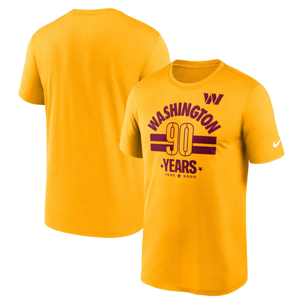 T-shirt Légende du 90e anniversaire des Washington Commanders Nike doré pour homme