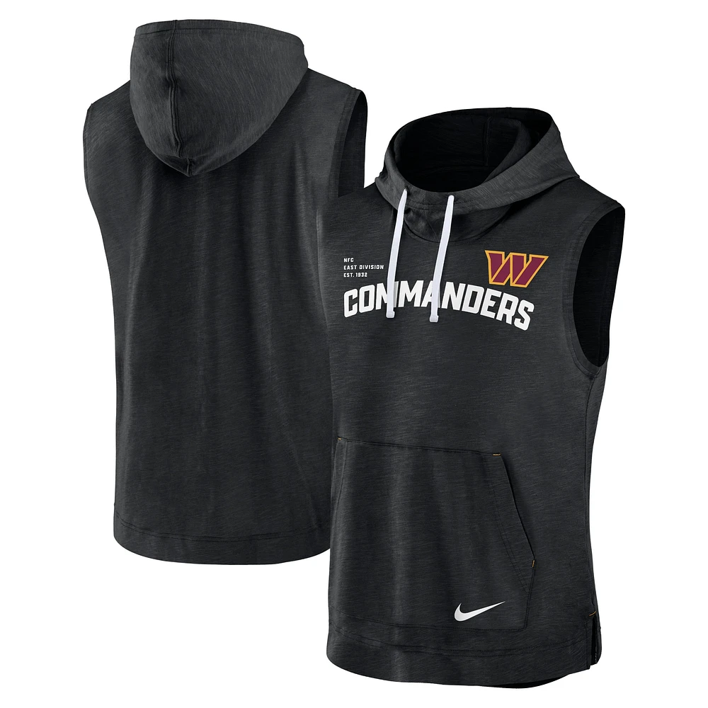 Sweat à capuche sans manches Nike Washington Commanders pour homme, noir chiné