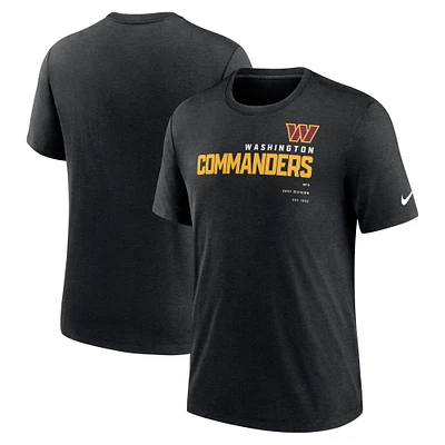 T-shirt à trois mélanges Nike Washington Commanders Team pour homme, noir chiné