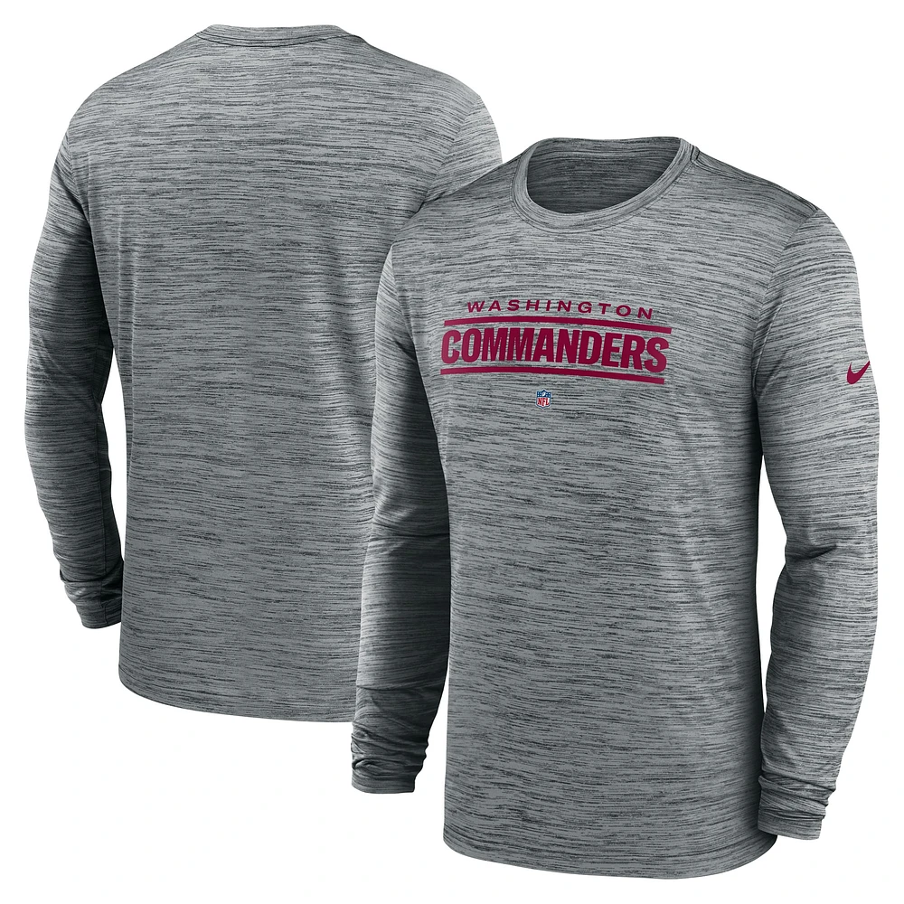 Men's Nike  Heather Gray Washington Commanders Sideline Team Velocity Performance Long Sleeve T-Shirt