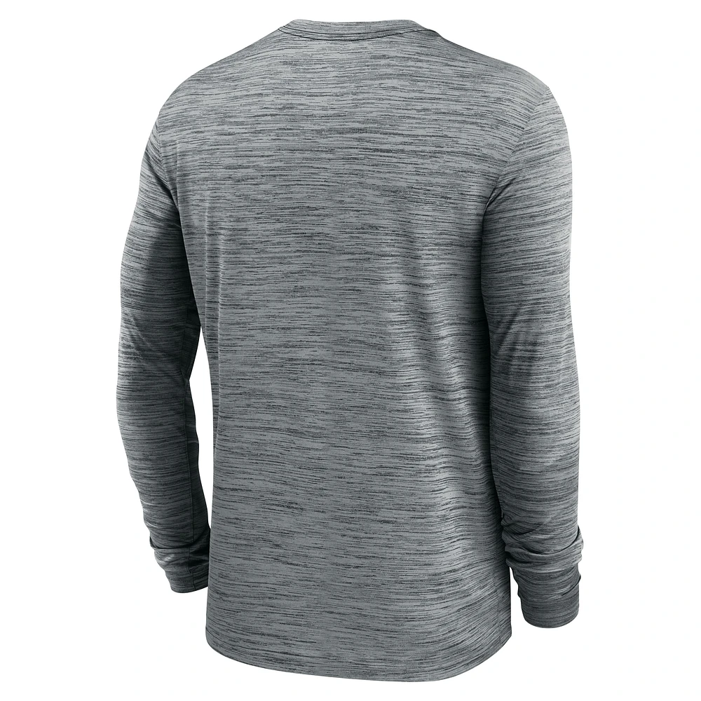 T-shirt à manches longues Nike Heather Grey Washington Commanders Sideline Team Velocity Performance pour homme