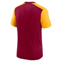 Men's Nike Heathered Burgundy/Heathered Gold Washington Commanders Color Block Team Name T-Shirt