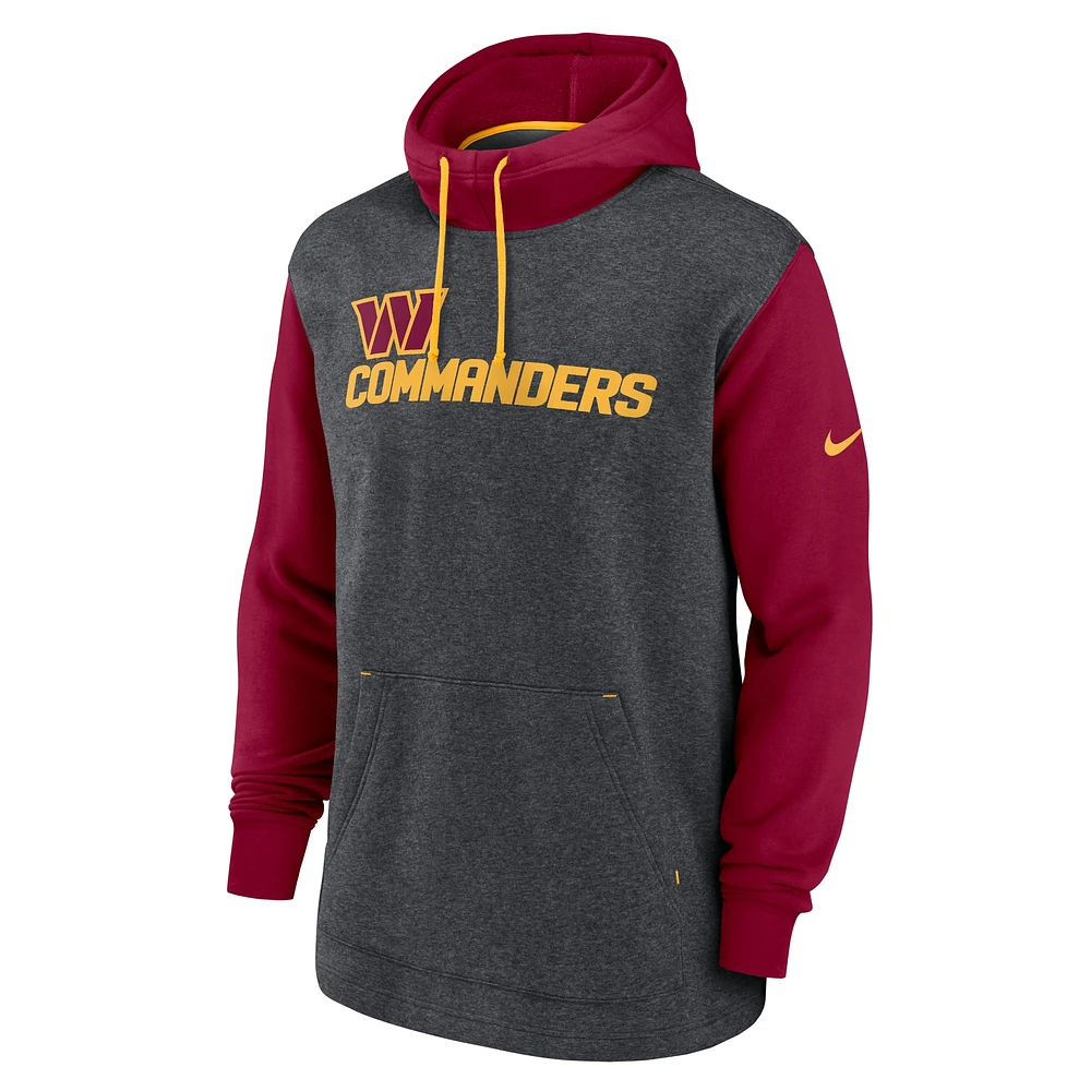 Men's Nike Heathered Charcoal/Burgundy Washington Commanders Surrey Legacy Pullover Hoodie