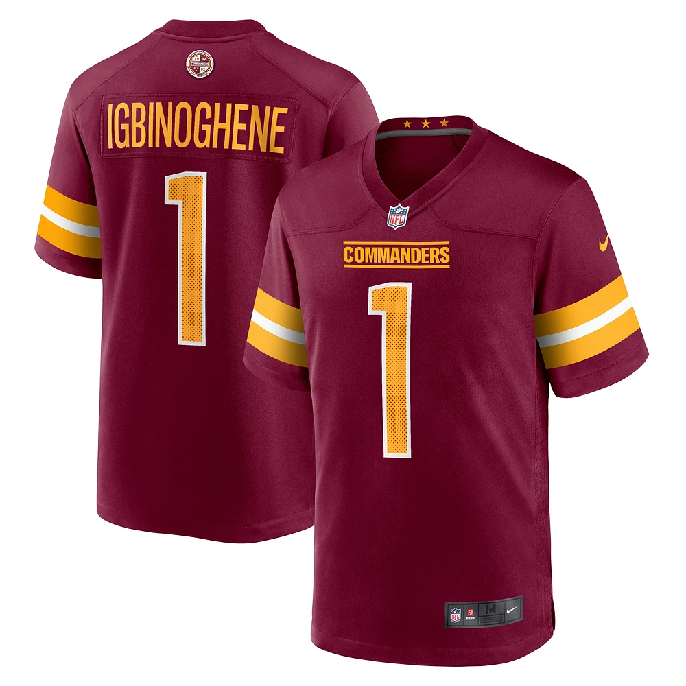 Men's Nike Noah Igbinoghene  Burgundy Washington Commanders Game Jersey