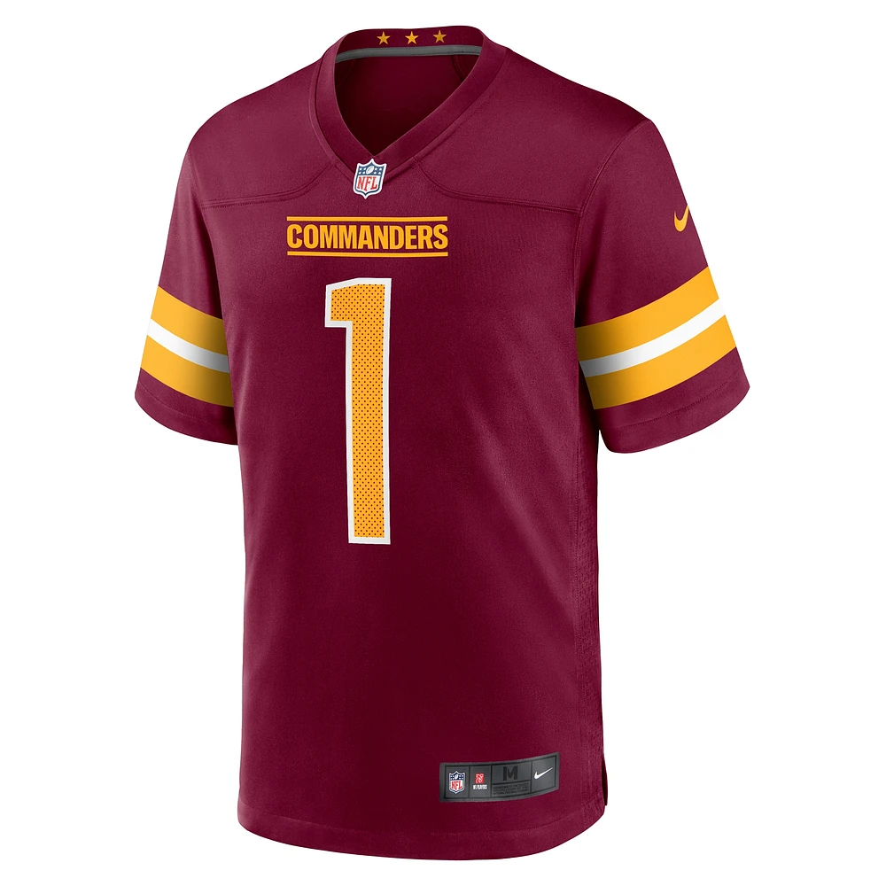 Maillot de match Nike Numéro 1 Groom Bourgogne Washington Commanders pour hommes