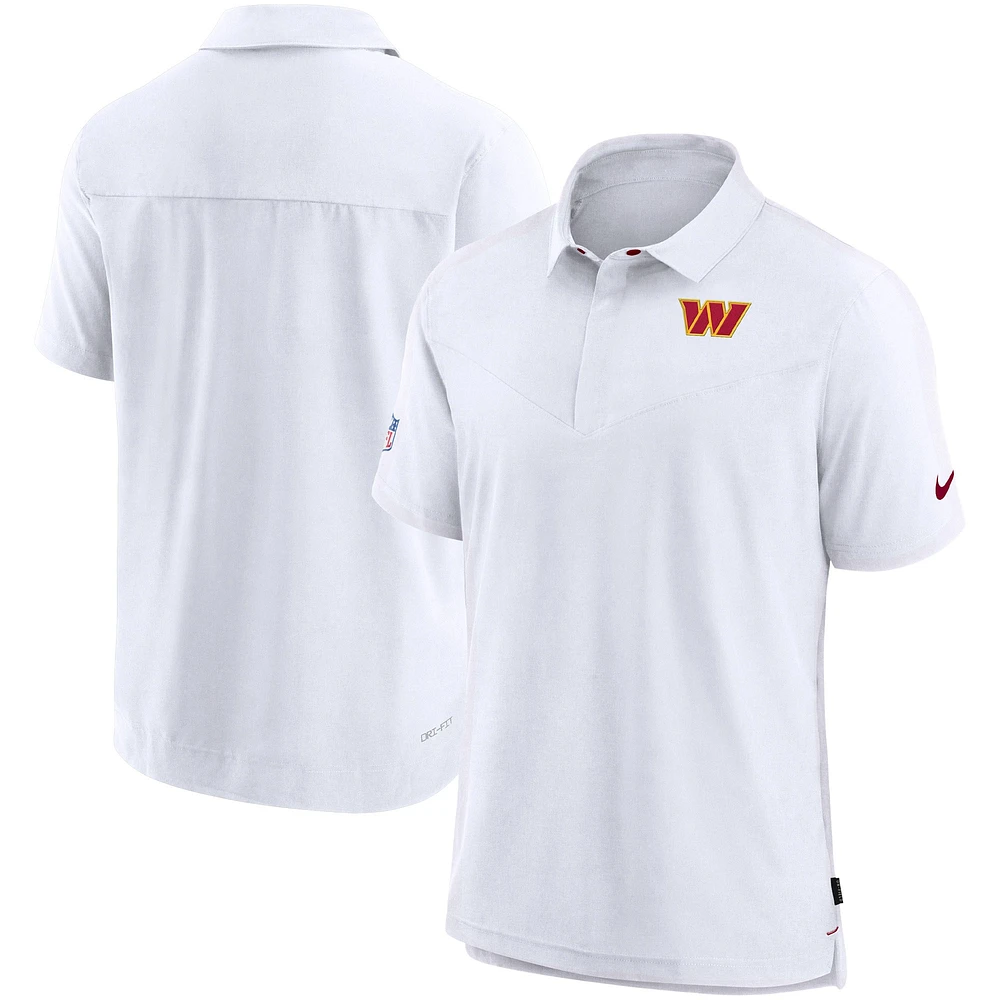 Men's Nike White Washington Commanders Sideline Lockup Performance Polo