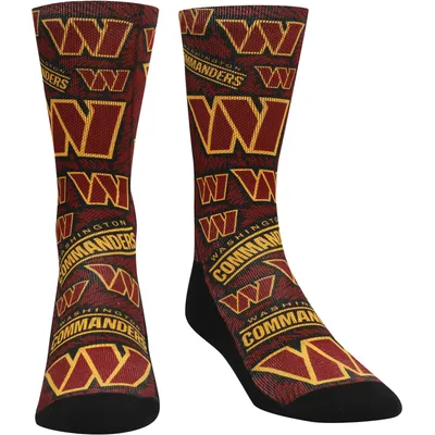 Washington Commanders Rock Em Socks Logo Sketch Crew Socks - Black