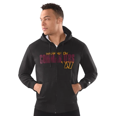 Sweat à capuche zippé classique vieilli pour homme Starter Black Washington Commanders