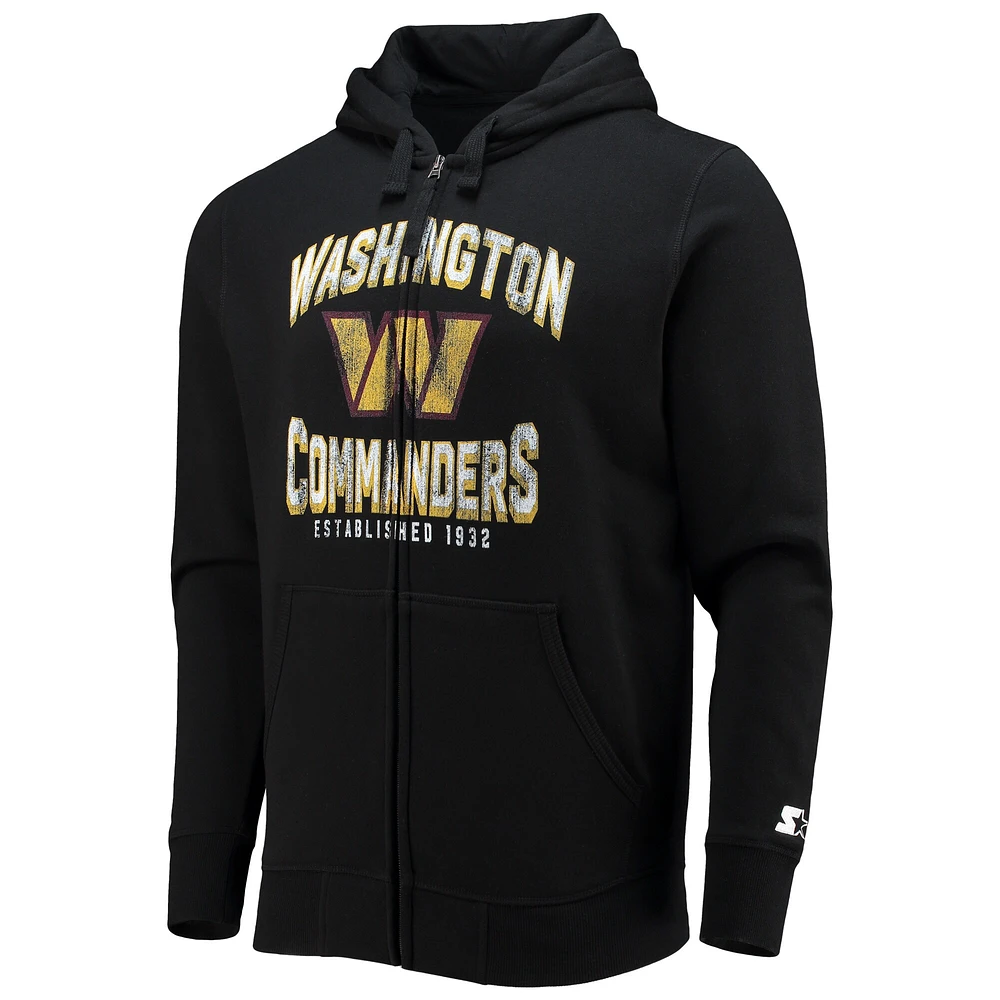 Men's Starter Black Washington Commanders Post-Season Full-Zip Hoodie