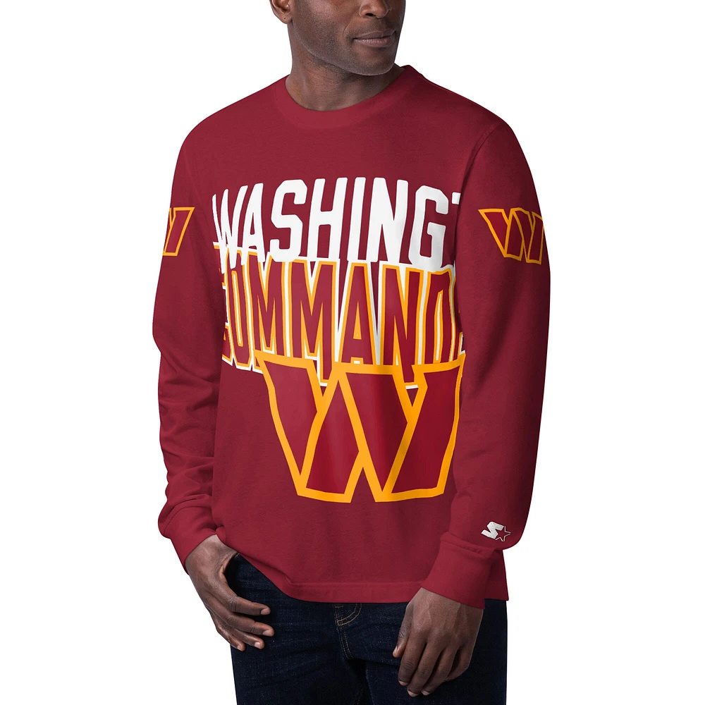 T-shirt à manches longues Starter Burgundy Washington Commanders Clutch Hit pour hommes