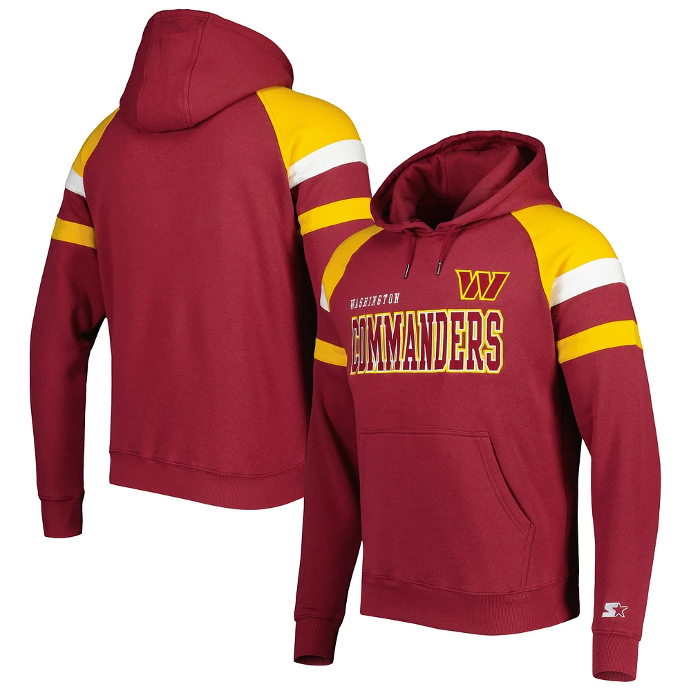 Sweat à capuche raglan Starter Washington Commanders Draft Fleece bordeaux pour homme