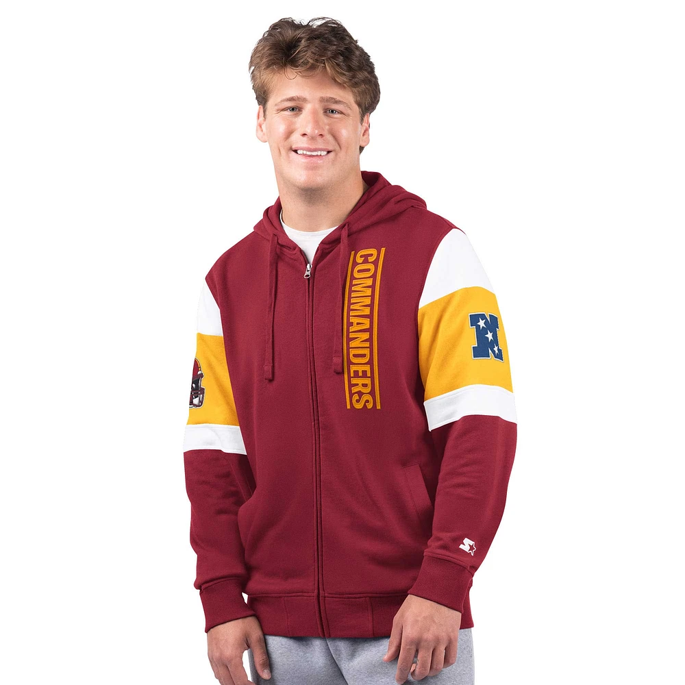 Men's Starter Burgundy Washington Commanders Extreme Full-Zip Hoodie