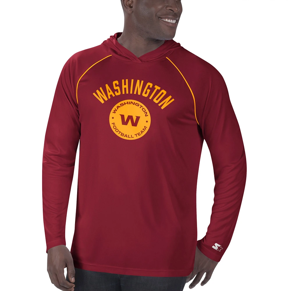 Starter Burgundy Washington Commanders Raglan pour homme - T-shirt à capuche manches longues