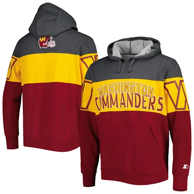 Men's Starter Heather Charcoal/Burgundy Washington Commanders Extreme Pullover Hoodie