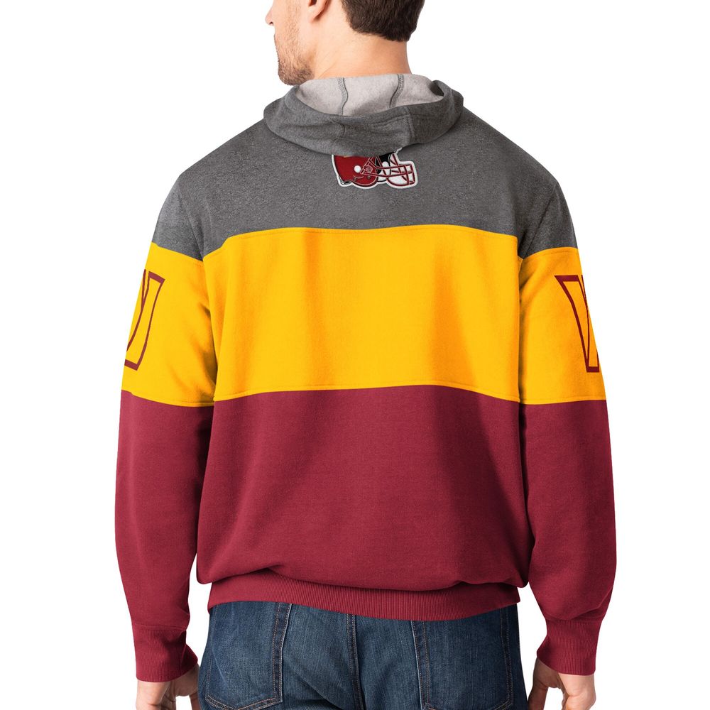 Men's Starter Heather Gray/Burgundy Washington Commanders Extreme Current - Pullover Hoodie