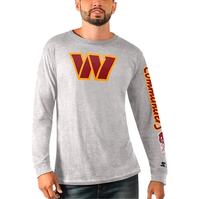 T-shirt à manches longues pour hommes Starter Heather Grey Washington Commanders Halftime