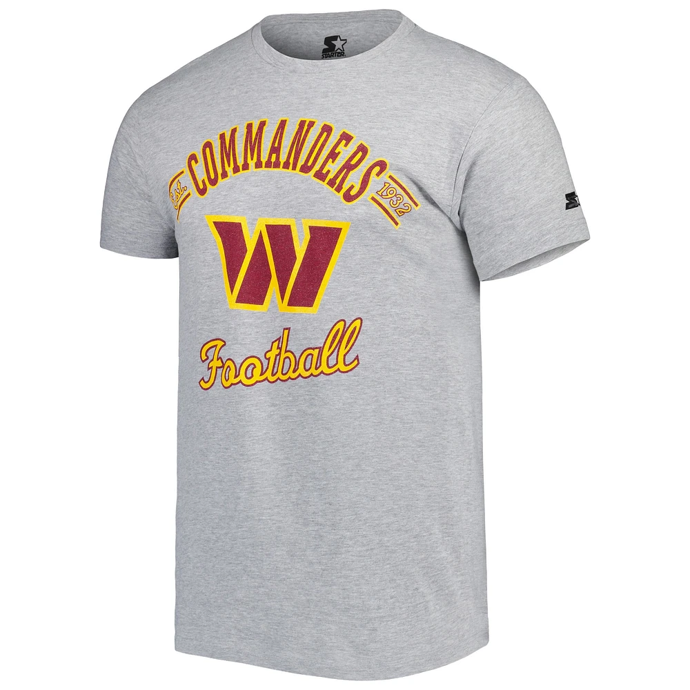 Men's Starter Heathered Gray Washington Commanders Prime Time T-Shirt