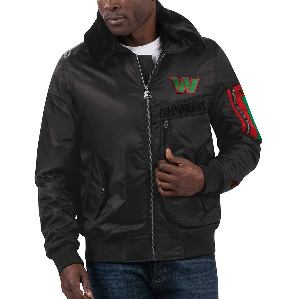 Veste Starter x Ty Mopkins pour homme Black Washington Commanders History Month Satin Full-Zip Jacket