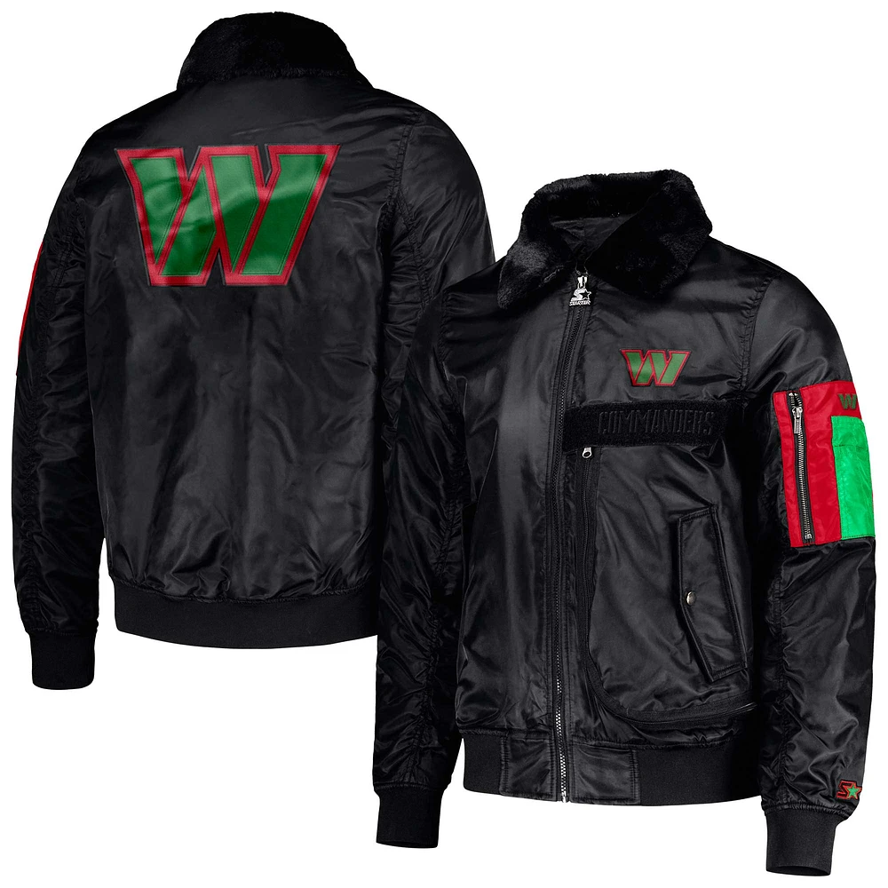 Veste Starter x Ty Mopkins pour homme Black Washington Commanders History Month Satin Full-Zip Jacket