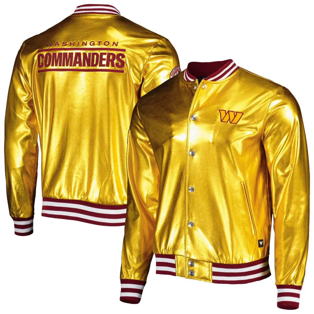 Blouson aviateur métallisé The Wild Collective Gold Washington Commanders pour homme