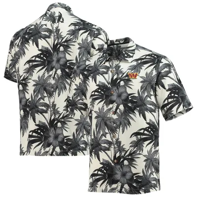 Chemise boutonnée Tommy Bahama Washington Commanders Sport Harbor Island Hibiscus Camp pour homme, noir/gris