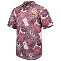 Men's Tommy Bahama Burgundy Washington Commanders Coconut Point Playa Floral Camp IslandZone Button-Up Shirt